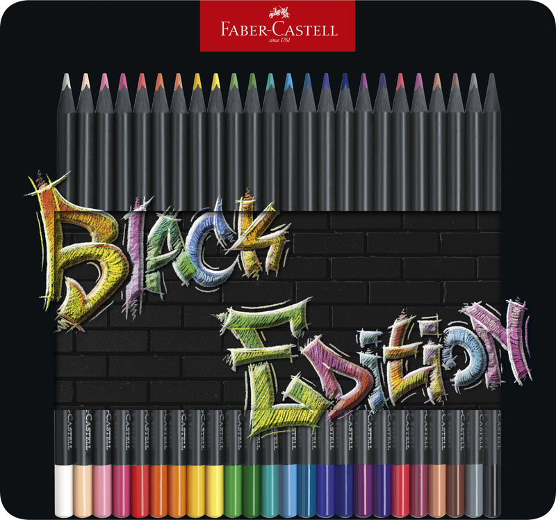 Boîte métal de 24  Crayons de couleurs Black Edition
