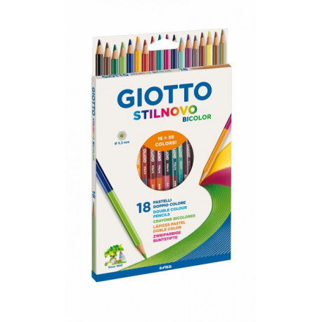 Crayons Stilnovo bicolor - Boîte de 12 ou 18 crayons - Giotto