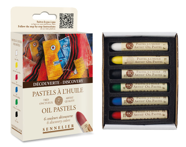 Boîte de 6 pastels à l'huile Sennelier couleurs assorties - Initiation