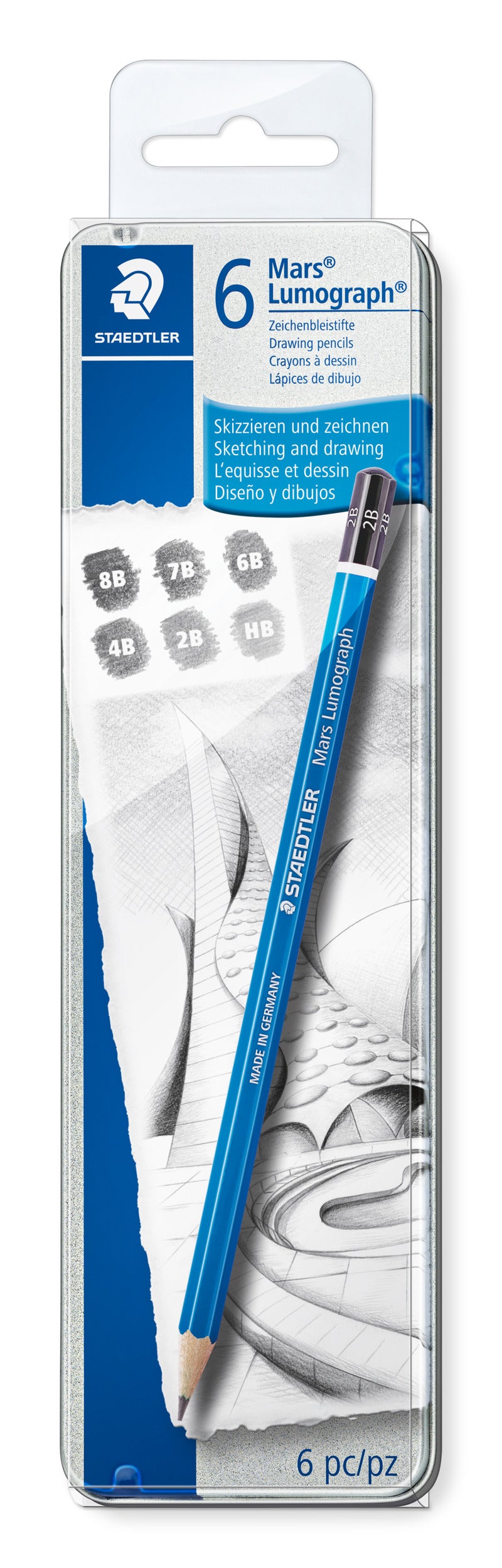 STAEDTLER - Crayons graphite - Mars Lumograph 100 - Boîte métal 6 cray