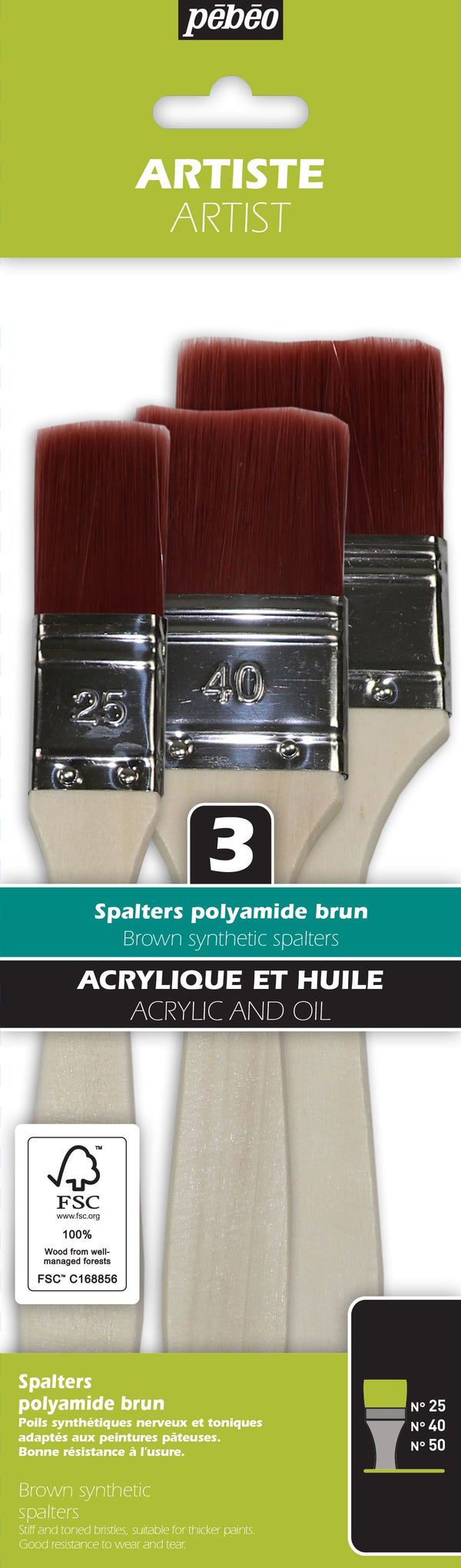 Pochette de 3 Spalters - plats - Polyamide brun