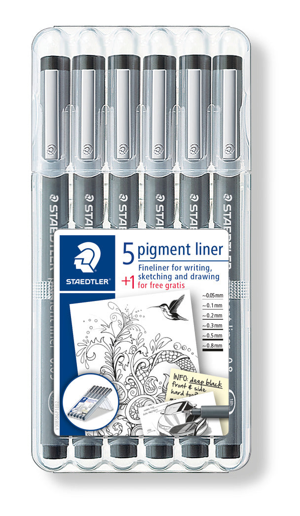 DELI Pigment Liner Stylos Encre Noire Fineliner pour l’Écriture Dessin  Journalisation 6 Pack