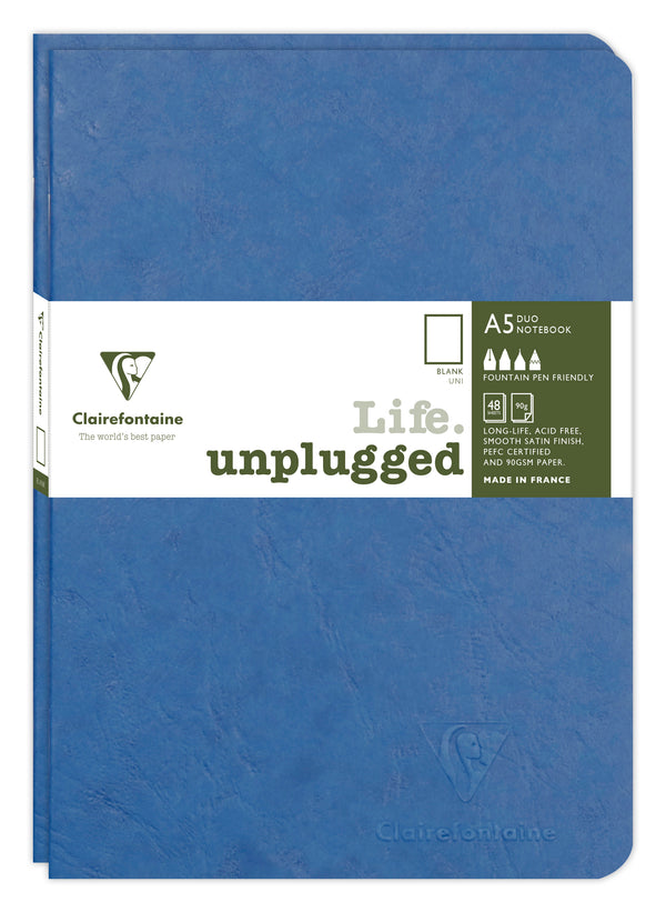 Lot de 2 cahiers piqués AGE BAG A5 96 pages unis - Couverture bleue