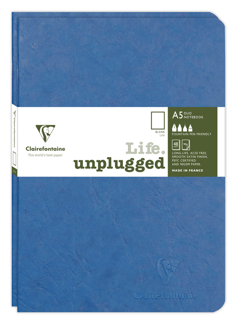Lot de 2 cahiers piqués AGE BAG A5 96 pages unis - Couverture bleue