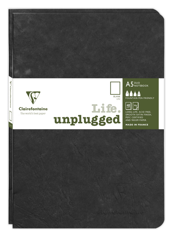 Lot de 2 cahiers piqués AGE BAG A5 96 pages unis - Couverture noire