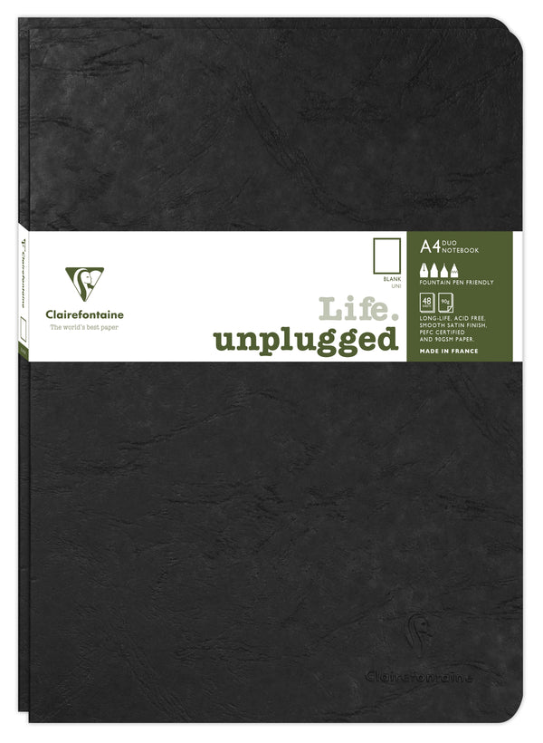 Lot de 2 cahiers piqués AGE BAG A4 96 pages unis - Couverture noire