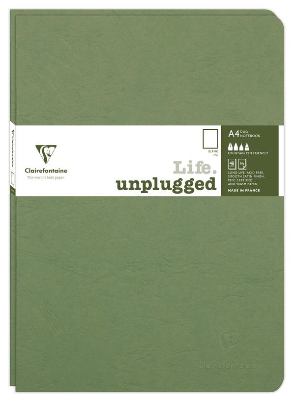 Lot de 2 cahiers piqués AGE BAG A4 96 pages unis - Couverture verte