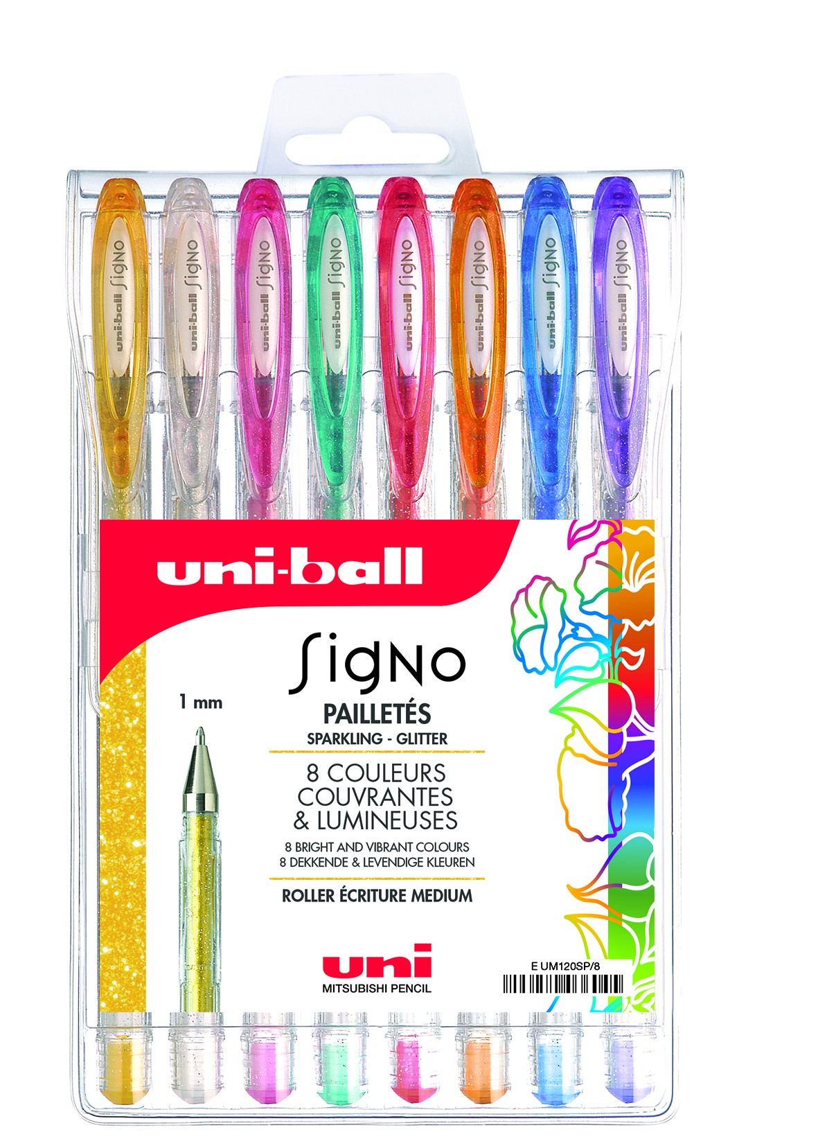 Lot de 8 stylos paillettes