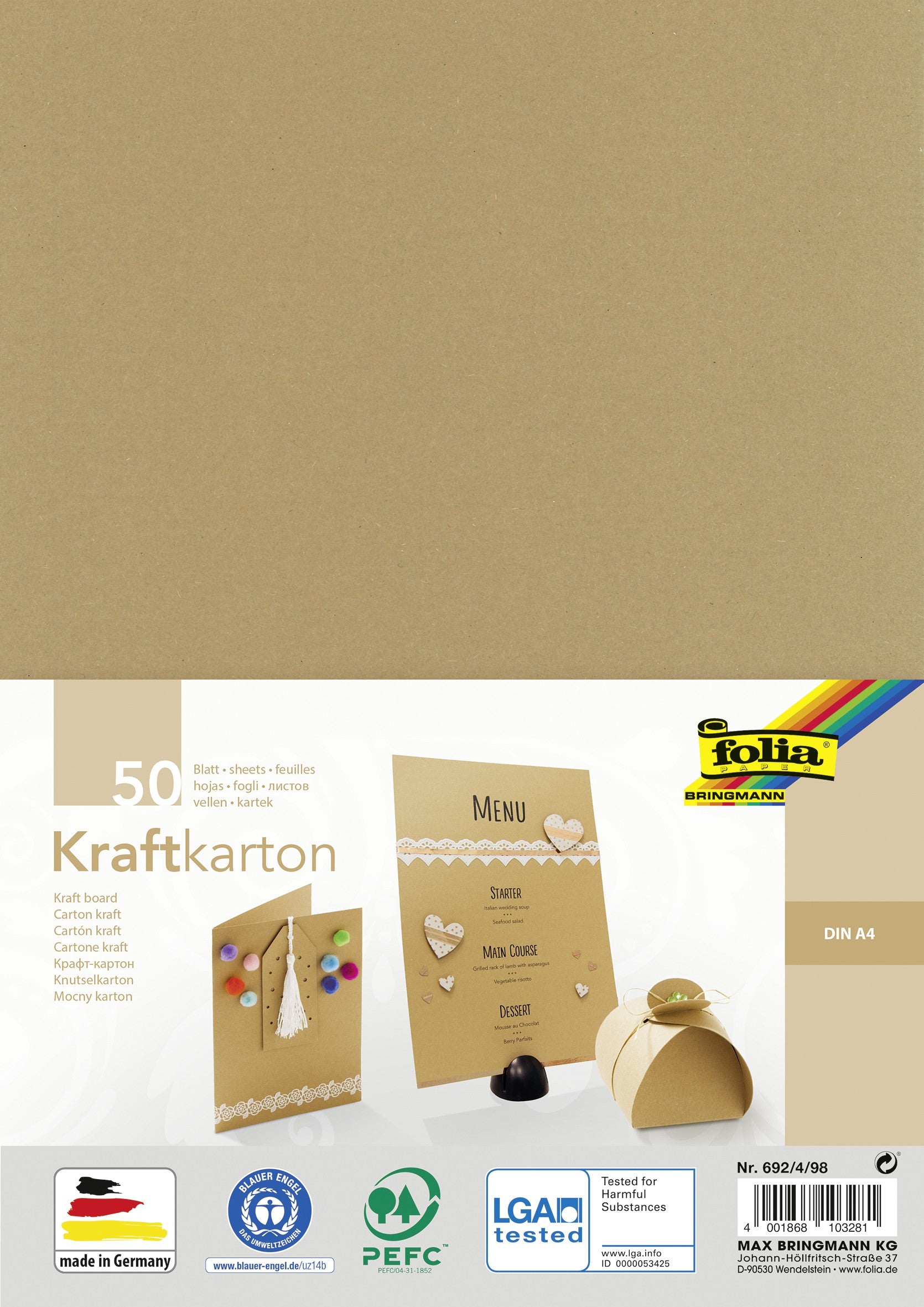 Papier Kraft A4 - 275 g - 25 feuilles - Papiers à dessin - Creavea