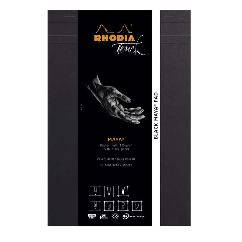 Bloc Rhodia Touch Noir Maya A4+/A5-50 feuilles-120g portrait