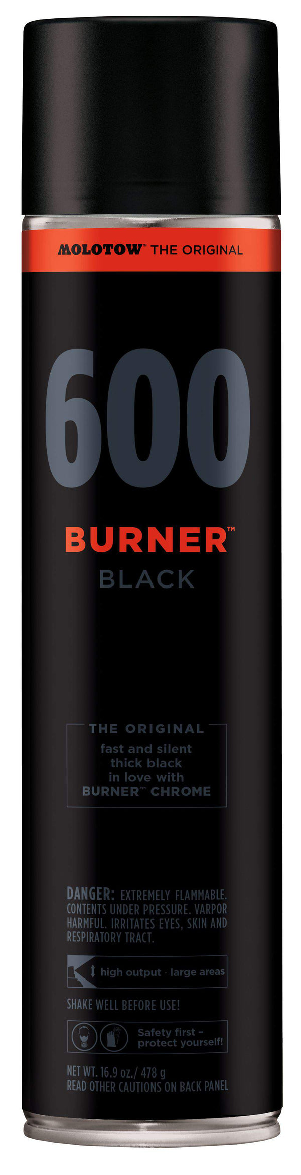 Bombe de peinture Burner Noir 600 ml
