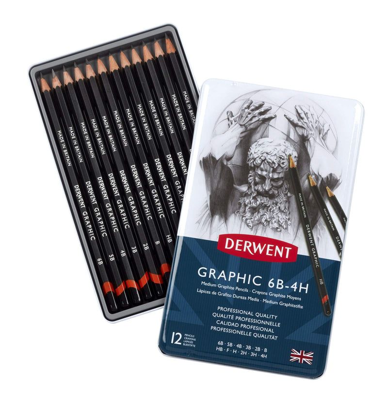 Crayons Graphic, boîte métal de 12 crayons graphite moyens