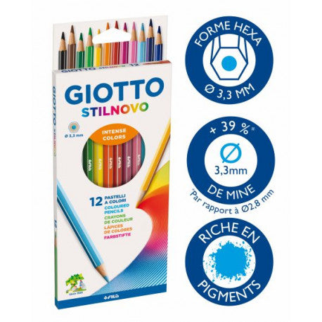 Crayons Stilnovo - Boîtes de 12 ou 24 crayons - Giotto
