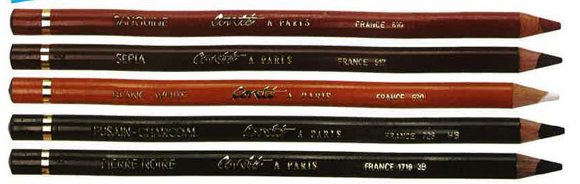 Set Conté à Paris D'estompes Et Gomme Mie De Pain – 3 Estompes + Tortillon + Gomme Pour Dessin