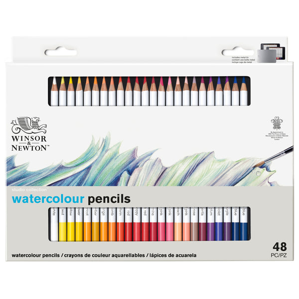 Winsor & Newton set de 48 crayons de couleurs aquarellables