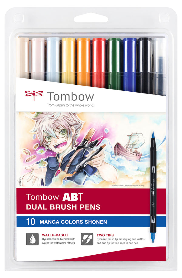 Pochette de 10 Feutres dual brush pen ABT "Manga Shonen"