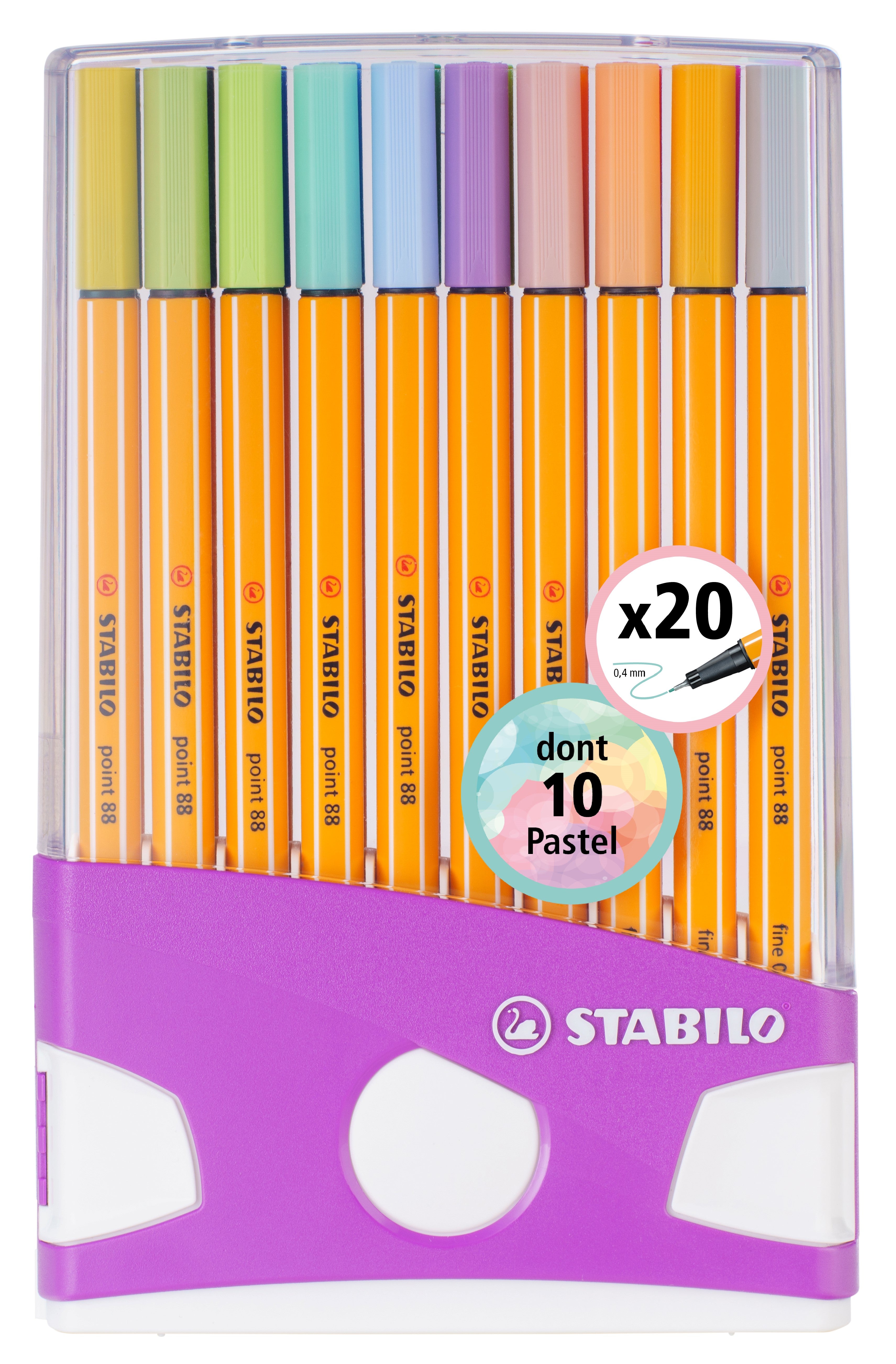 STABILO point 88 - Pack de 10 feutres fins - 0.4 mm - couleurs