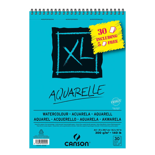 Album spiralé XL Aquarelle 25 feuilles + 5 gratuites-300g/m²
