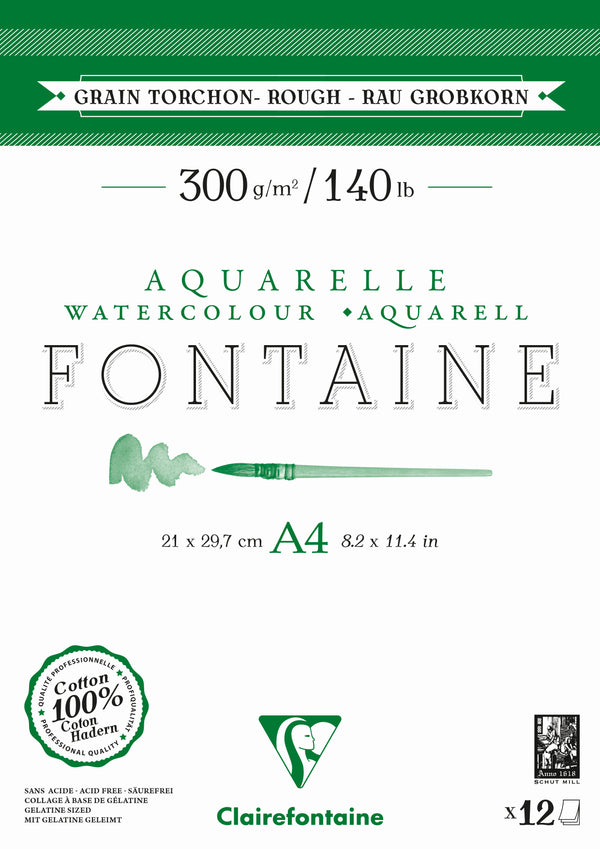 Bloc aquarelle Fontaine Grain Torchon 300g/m²
