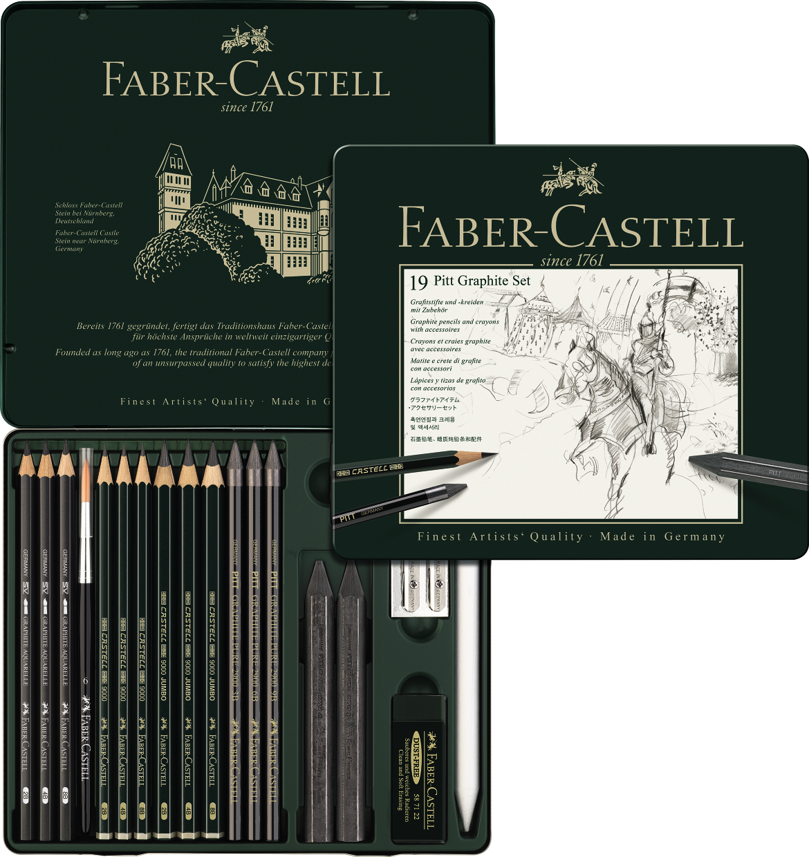 FABER-CASTELL PITT MONOCHROME Estuche De Metal Con 24 FABER-CASTELL PITT MONOCHROME Estuche De Metal Con 24