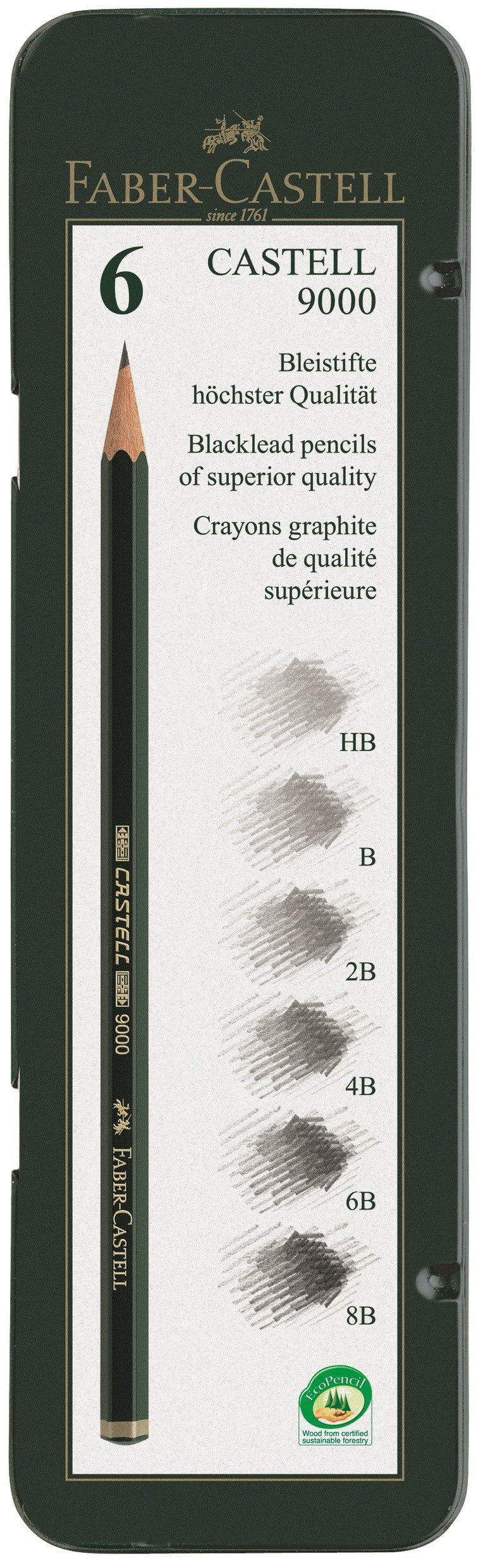 Set Sélection Castell 9000 de 6 crayons graphite - Faber Castell