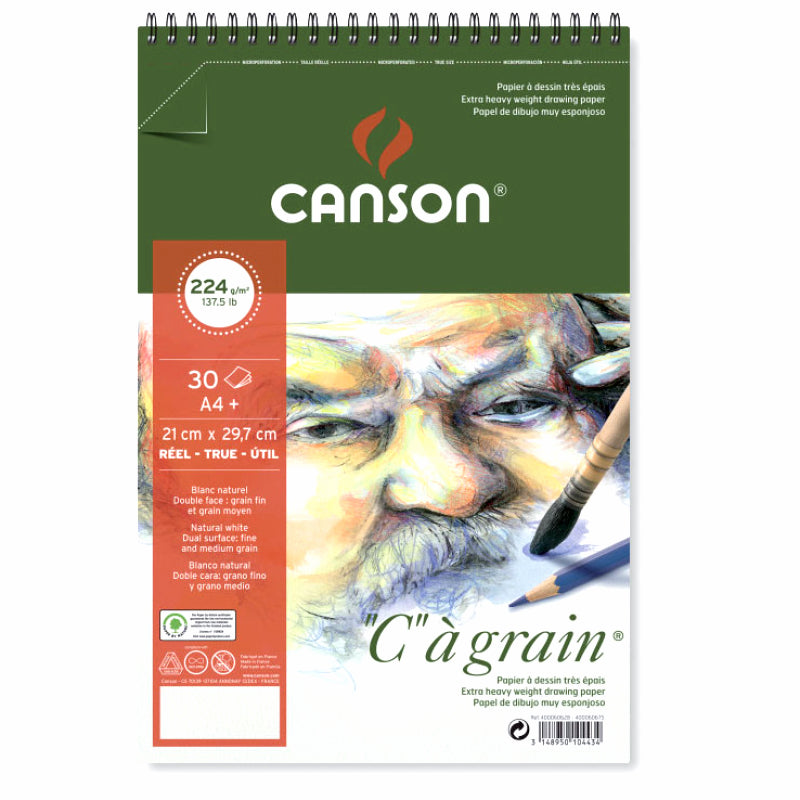 Canson 'C' à grain - bloc dessin - 30 feuilles teintées 250g/m²