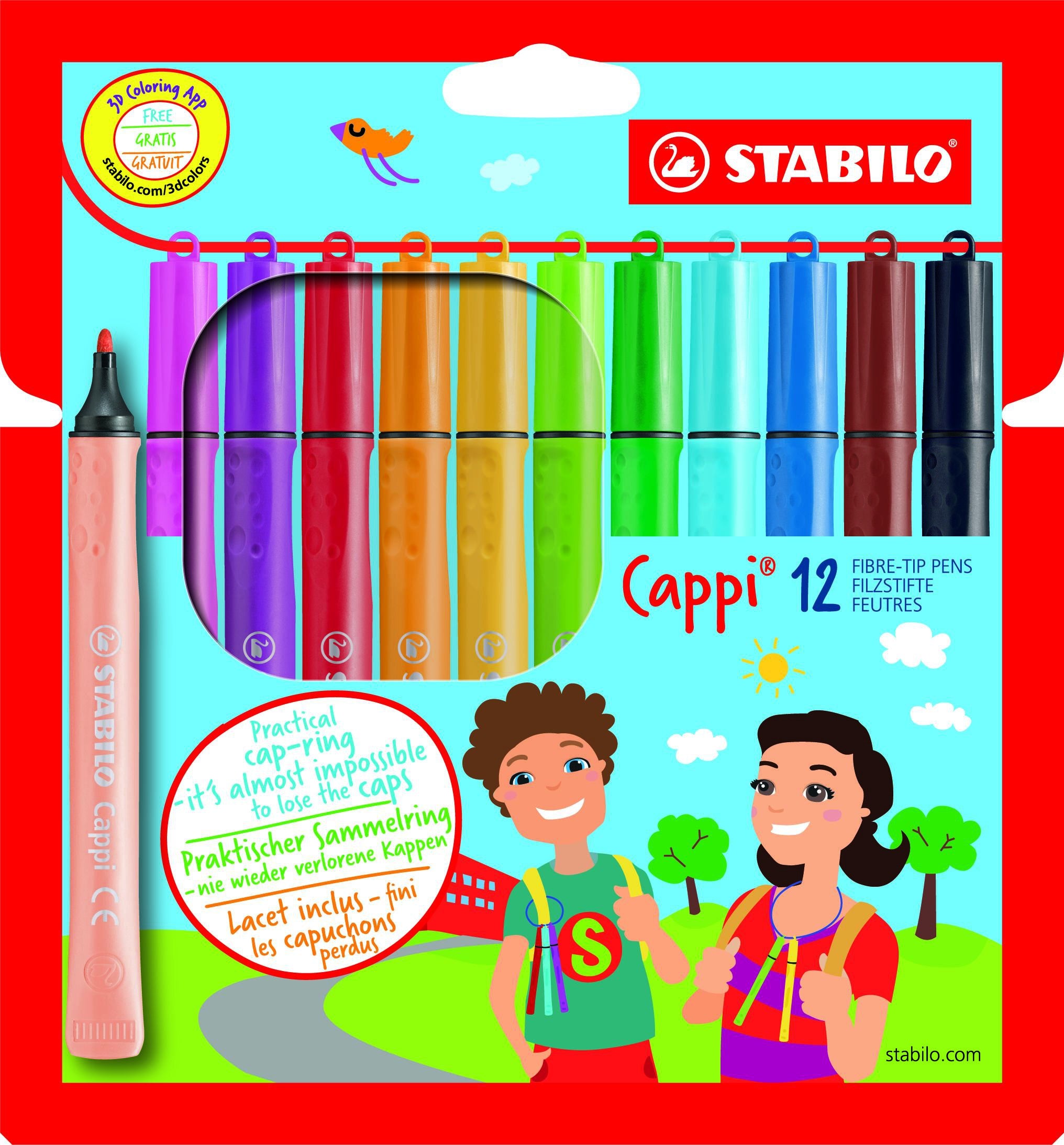 Stabilo Cappi Feutres de coloriage lot de 12 (6 ans+)