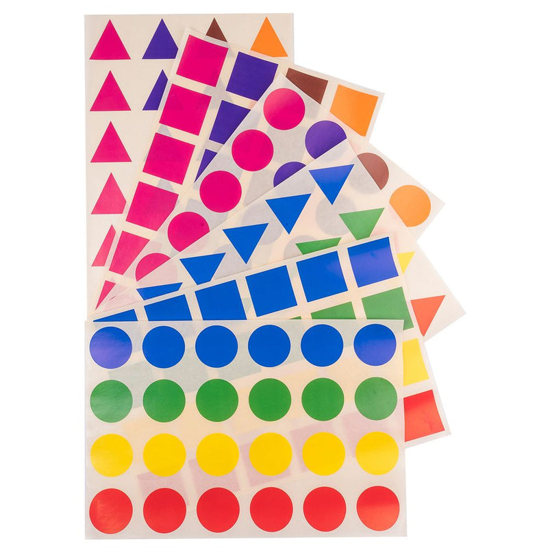 Gommettes géométriques grande taille - 4 couleurs - 3 formes -72 pièces