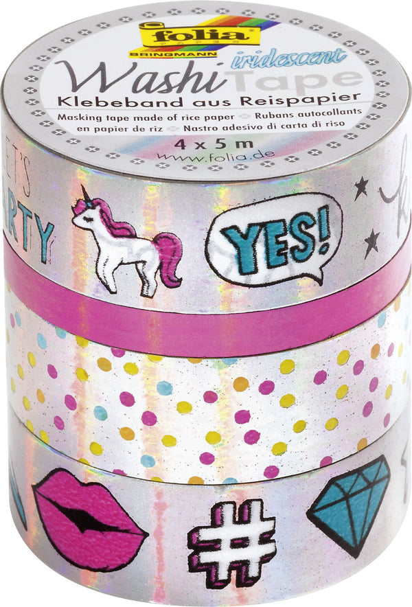 Rubans Washi Tape argent iridescent