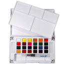 Boîte plastique de 24 demi-godets d'aquarelle fine Start