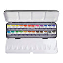 Boîte métal de 24 demi-godets peinture d'aquarelle Extra Fine Bréhat