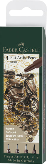 Pochette de 4 feutres Pitt artist Pen Assortiment Sépia