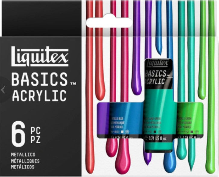 Coffret Acrylique Basics 6 x 22 ml - Couleurs métalliques