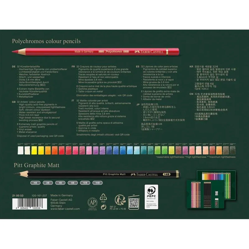 Polychromos & Pitt Graphite Matt coffret cadeau 40 pièces