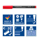 Etui chevalet de 8 feutres permanents Lumocolor - Pointe fine 0,6 mm - assortis - STAEDTLER