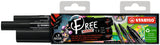 Pochette 3 marqueurs acrylique FREE noirs - Pointe fine/moyenne/large