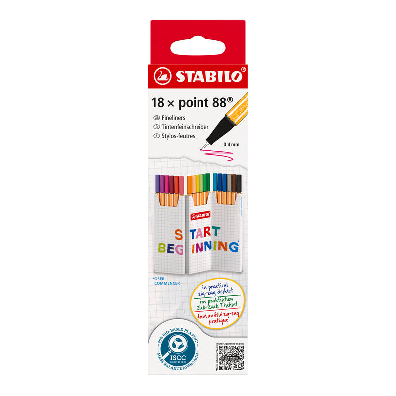 Etui de 18 stylos-feutres pointe fine STABILO Point 88 Zig-Zag