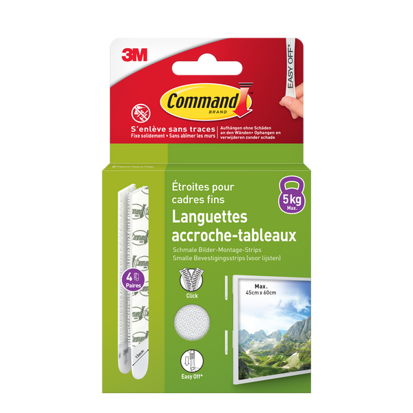 Languettes accroche tableaux X4 pour cadre fin X4 - 3M