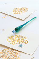 Set calligraphie stylo en verre + encre or