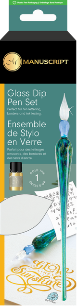 Set calligraphie stylo en verre + encre or