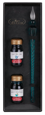 Coffret calligraphie 1 plume verre + 2 flacons 10ml - Herbin