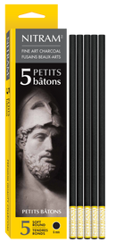 Etui de 5 fusains 6mm extra doux - Nitram