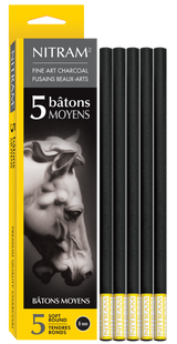 Etui de 5 fusains 8mm extra doux - Nitram