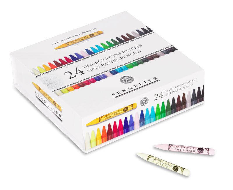 Boîte de 24 demi-crayons pastel assortis