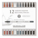 Boîte magnétique de 12 crayons esquisses + 12 emplacements vides - Sennelier