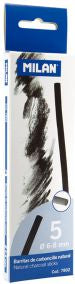 Etui de 5 fusains naturels ronds 6-8mm Milan