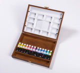 Aquarelle Extra-fine Blockx - Coffret acajou 13 x 15ml couleurs assorties + 2 palettes