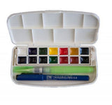 Boîte de voyage de 14 petits godets aquarelle Japonaise & accessoires