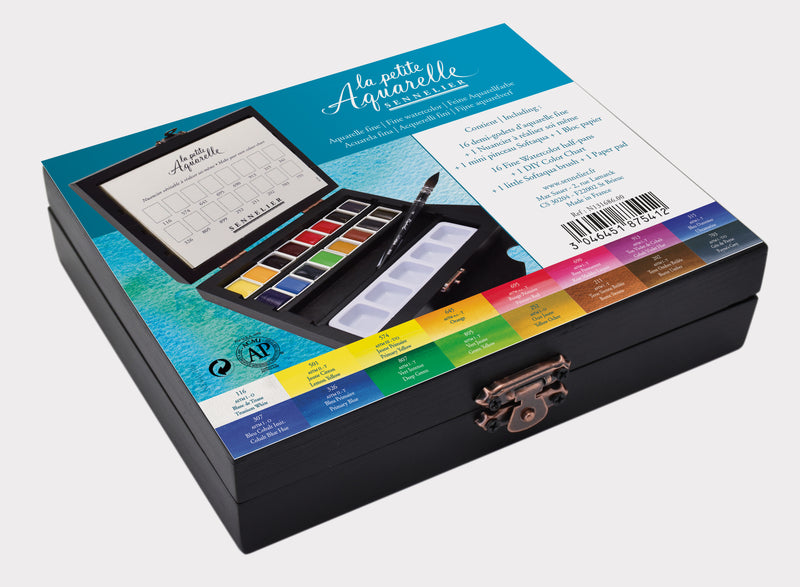 Coffret bois 16 1/2 godets - La Petite Aquarelle