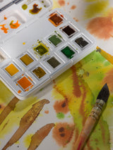 Boîte plastique de poche 12 1/2 godets aquarelle Van Gogh couleurs nature + pinceau